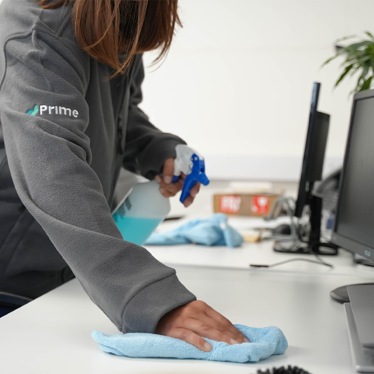 A commercial cleaner cleaning an office