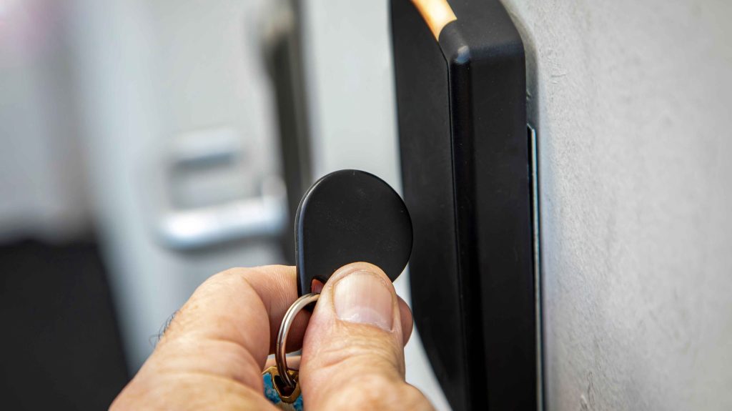 a key fob being used for access control